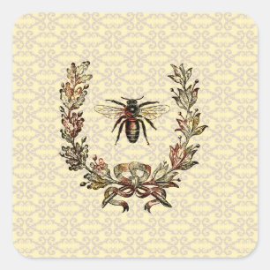 Sticker Carré Vintage couronne d'abeilles