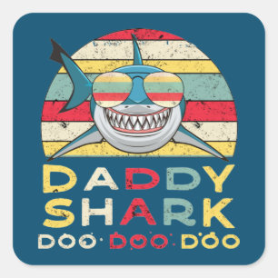 Sticker Carré Vintage Daddy Shark "Doo Doo Doo"