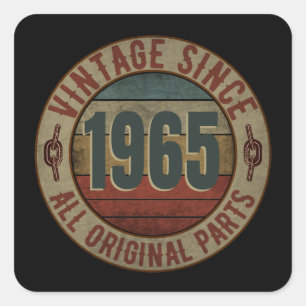 STICKER CARRÉ VINTAGE DEPUIS 1965 TOUTES PIÈCES D'ORIGINE