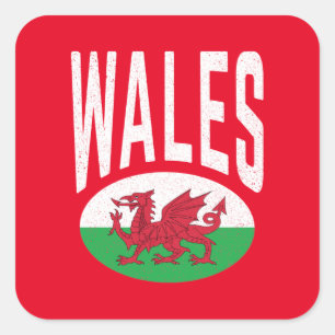 Sticker Carré Vintage Détresse Pays de Galles Cymraeg Cymru Fier