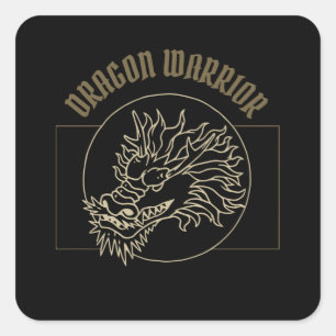 Sticker Carré Vintage Dragon Warrior