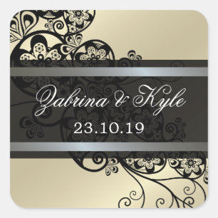 Sticker Carré Vintage Elégant Boho Floral Paisley Faveurs de mar