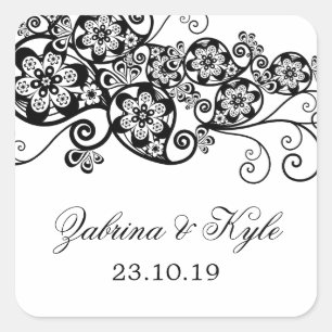 Sticker Carré Vintage Elégant Boho Floral Paisley Faveurs de mar