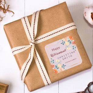 Sticker Carré Vintage Elégant Floral Aquarelle Parti de retraite