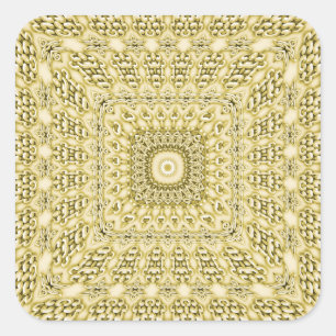 Sticker Carré Vintage Embossé Métallic Or Foil Design Floral