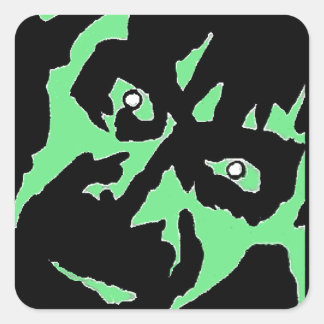 Sticker Carré Vintage Frankenstein Monster Green Black Retro