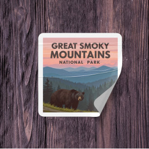 Sticker Carré Vintage Great Smoky Mountains Park