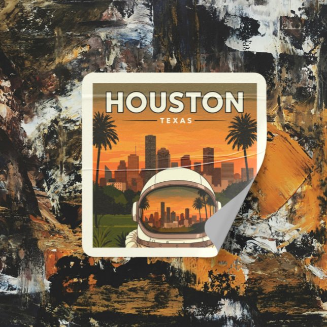 Sticker Carré Vintage Houston Texas (Créateur téléchargé)
