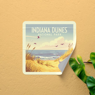 Sticker Carré Vintage Indiana Dunes National Park 