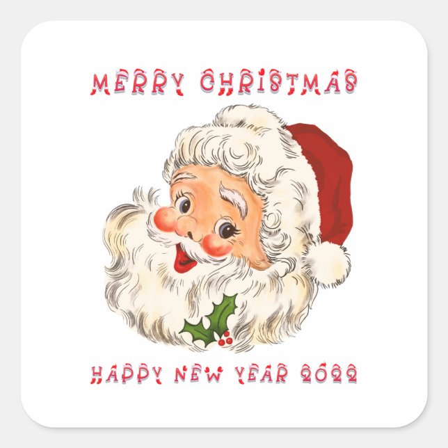 Sticker Carré vintage Jolly Père Noël (Devant)
