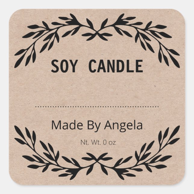 Sticker Carré Vintage Kraft fait maison (Devant)