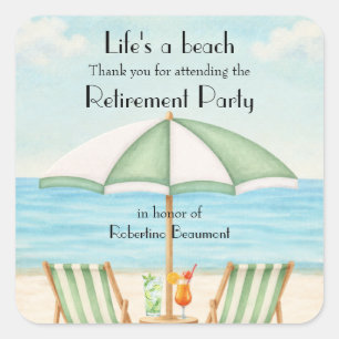 Sticker Carré Vintage Life's a Beach Chaise Cocktail Retraite 