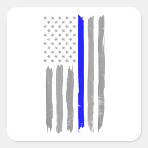 Sticker Carré Vintage Ligne Bleue Mince Chemise Police Support U