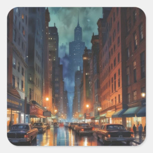 Sticker Carré Vintage Manhattan New York