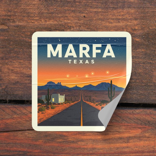 Sticker Carré Vintage Marfa Texas (Créateur téléchargé)
