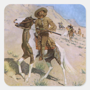 Sticker Carré Vintage Military Cowboys, The Scout par Remington