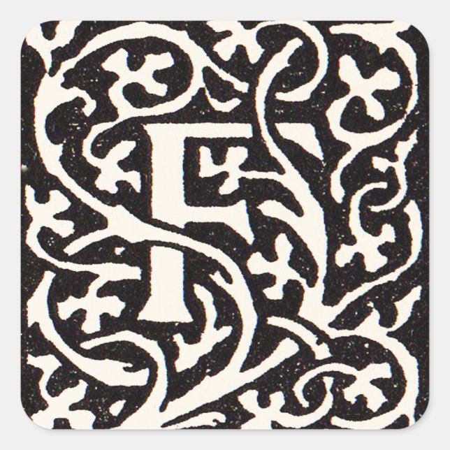 Sticker Carré Vintage Monogram F Art Nouveau Letter (Devant)