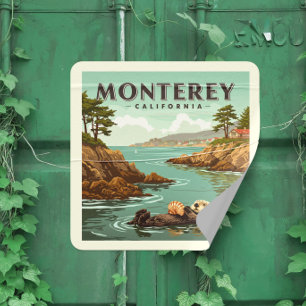 Sticker Carré Vintage Monterey Californie