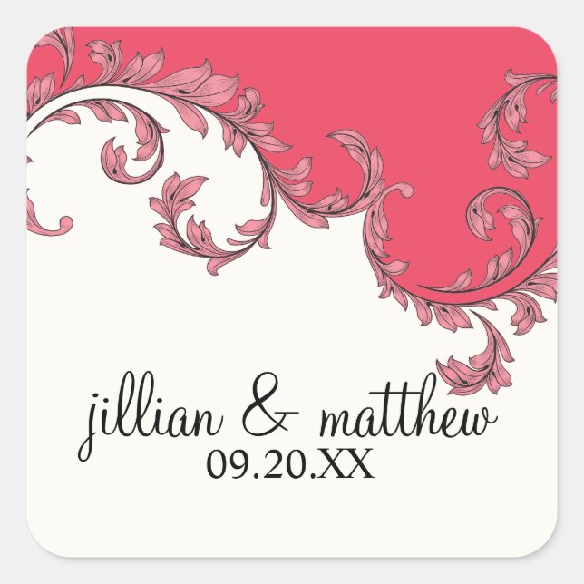 Sticker Carré Vintage Motif de feuille 