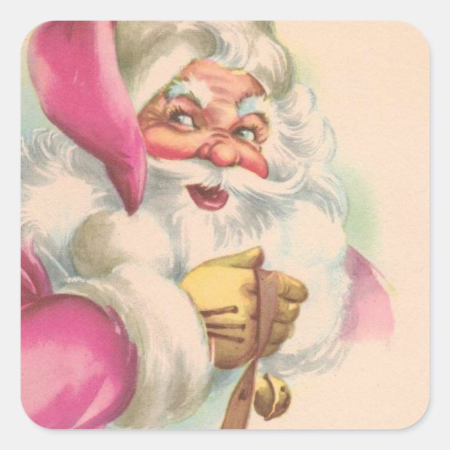 Sticker Carré Vintage Noël Père Noël (Devant)