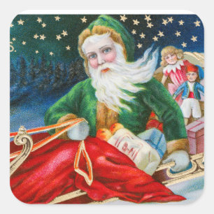 Sticker Carré Vintage noël santa claus carré
