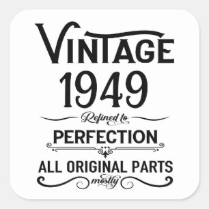Sticker Carré Vintage noir personnalisé 75e anniversaire