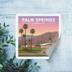 Sticker Carré Vintage Palm Springs Californie