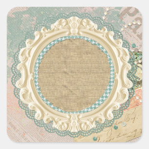 Sticker Carré Vintage Paris Shabby Chic Frame Boutique