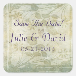 Sticker Carré Vintage Pastel Floral Mariage