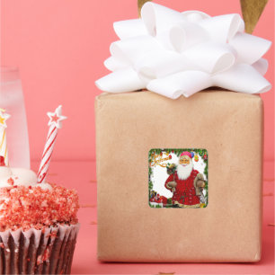 Sticker Carré Vintage Père Noël Joyeux Noël