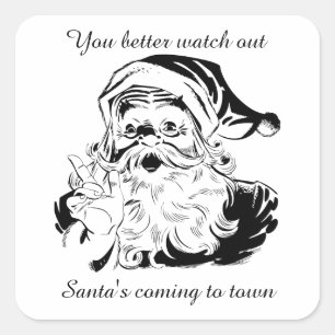 Sticker Carré Vintage Père Noël Venant à la ville