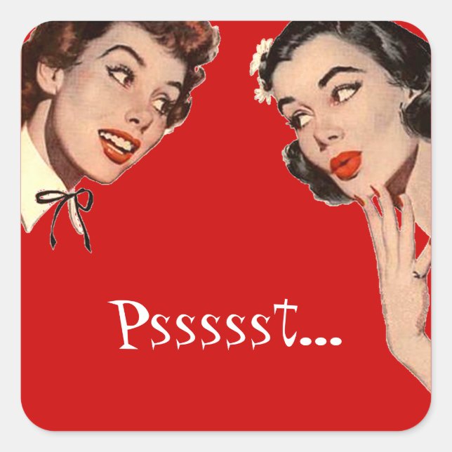 Sticker Carré Vintage Retro femmes commérages (Devant)
