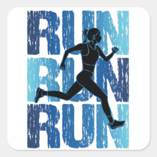 Sticker Carré Vintage Runner Girl