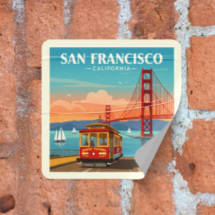 Sticker Carré Vintage San Francisco Californie