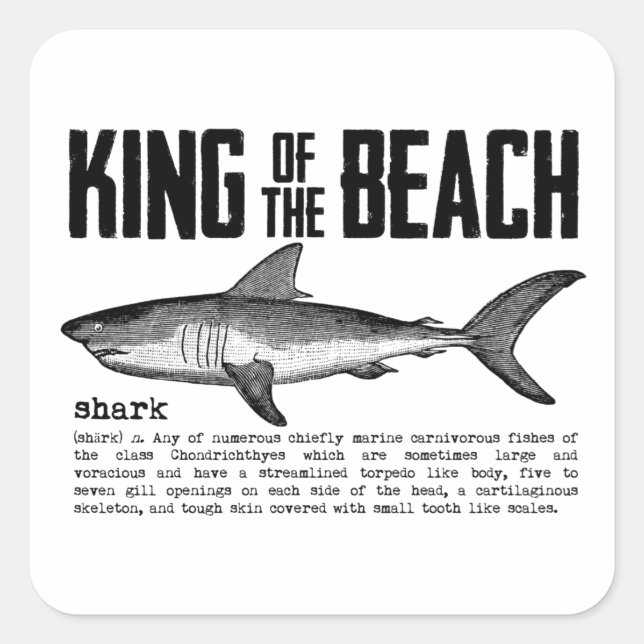 Sticker Carré Vintage Shark Beach King (Devant)