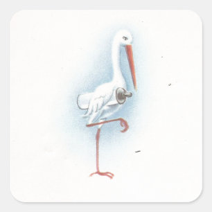 Sticker Carré Vintage Stork