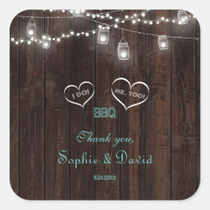 Sticker Carré Vintage String Lights Vieux Barre I DO BBQ