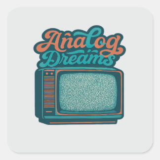 Sticker Carré 📺Vintage TV Retro Art – "Analog Dreams" Graphic