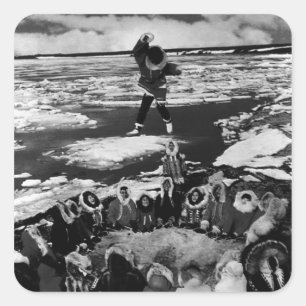 Sticker Carré Vintage USA Alaska eskimo tossing de couverture 19