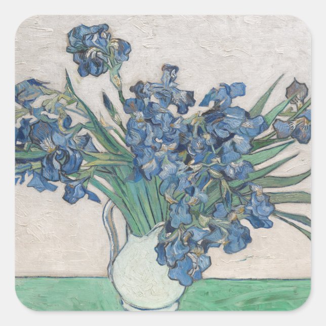 Sticker Carré Vintage Van Gogh Irises (Devant)