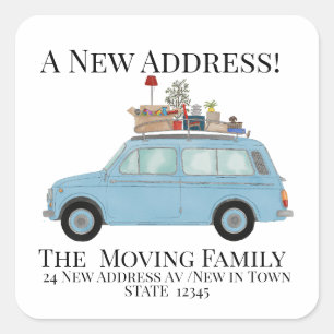 Sticker Carré Vintage voiture mobile enveloppe scellé