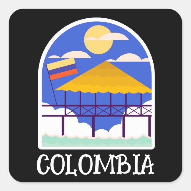 Sticker Carré Vintage voyage de Colombie (Devant)