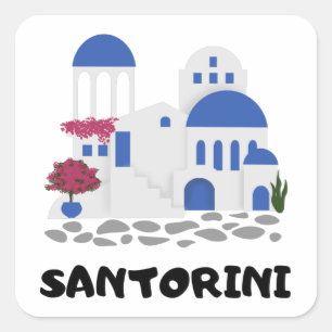 Sticker Carré Vintage voyage de Santorin Grèce