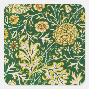Sticker Carré Vintage William Morris Cherwell Vert Floral Art
