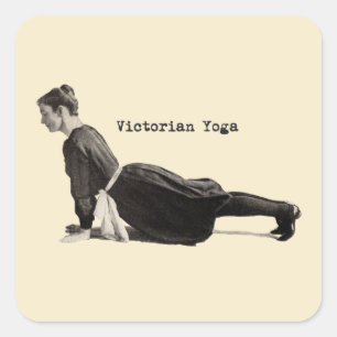 Sticker Carré Vintage Yoga Woman Up Chien Antique