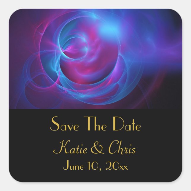 Sticker Carré Violet bleu et rose Cosmique Tourbillonnant fracta (Devant)