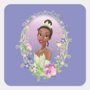 Sticker Carré Violet de cadre de fleurs de Tiana