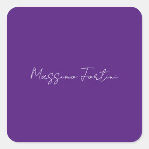 Sticker Carré Violet Royal Élégant Minimaliste Calligraphie