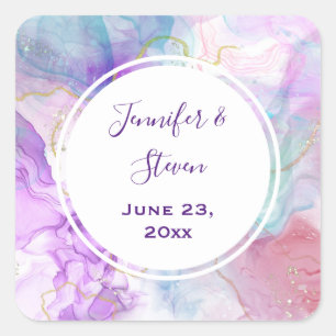 Sticker Carré Violet, vert, rose Mariage de couleurs