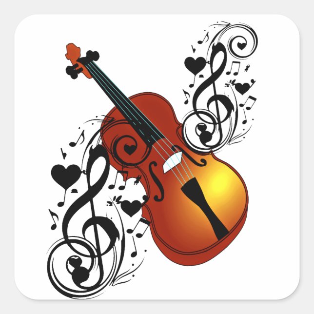 Sticker Carré Violin, Lover at Heart_ (Devant)